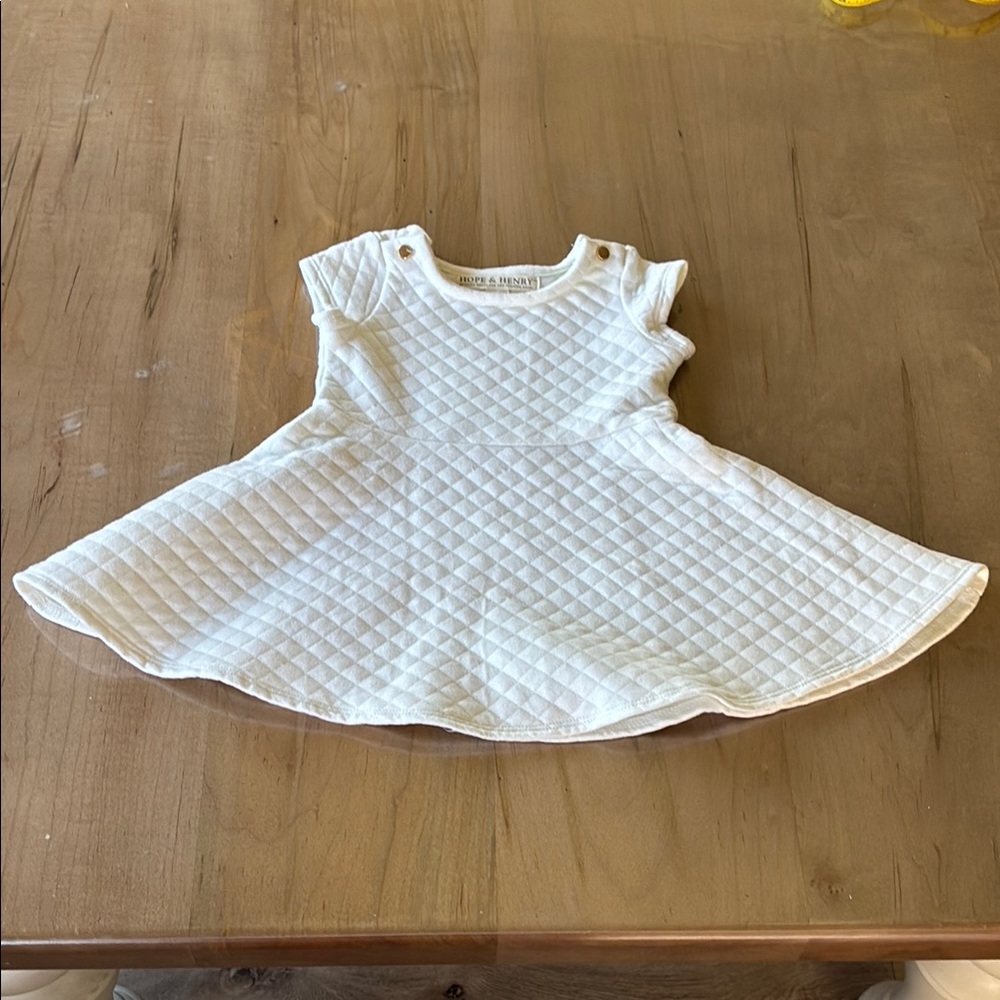 Organic Cotton Cream Quilted Kids Dress - Size 6-12 months